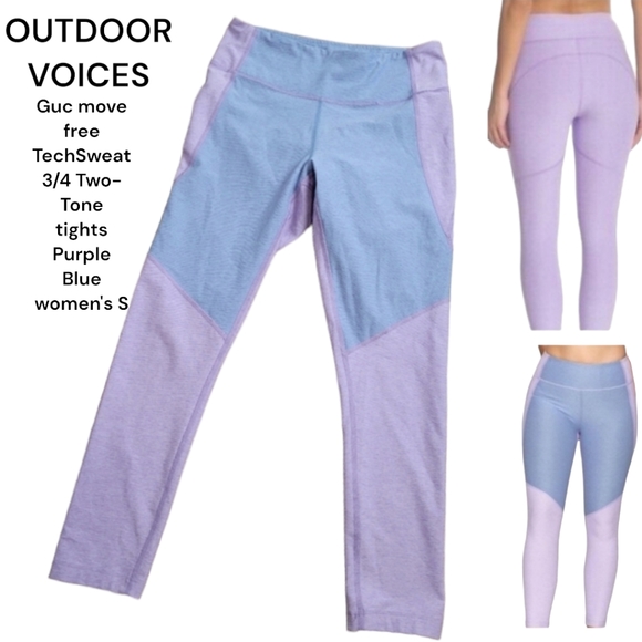 Outdoor Voices move free  TechSweat 3/4 Two-Tone tights Purple Blue women's S - Picture 1 of 16